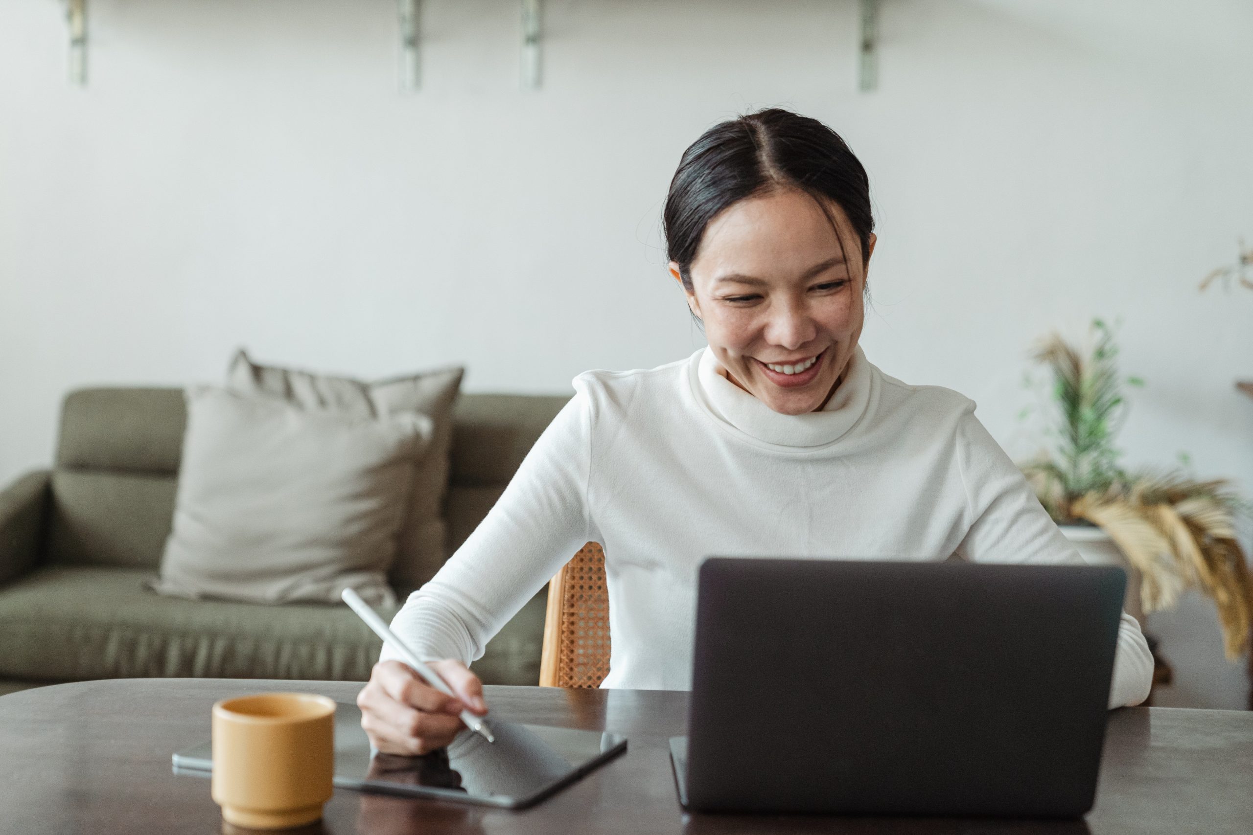 happy accountant working from home