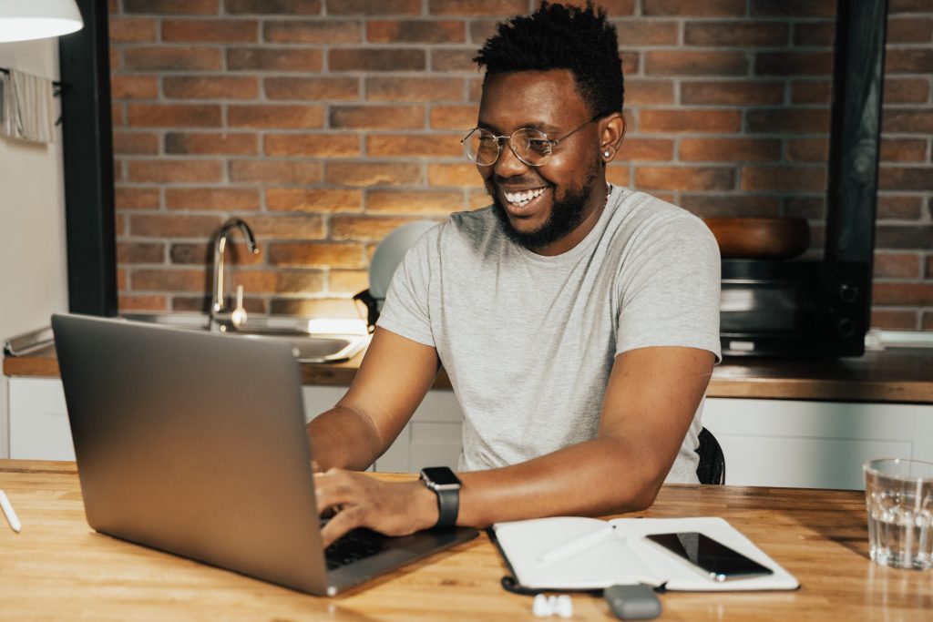 happy accountant working at home