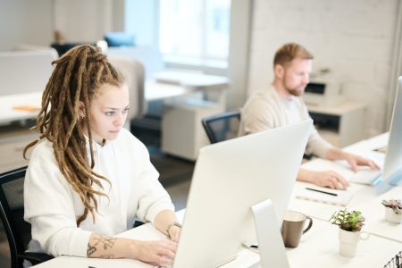 two accountants working on the office